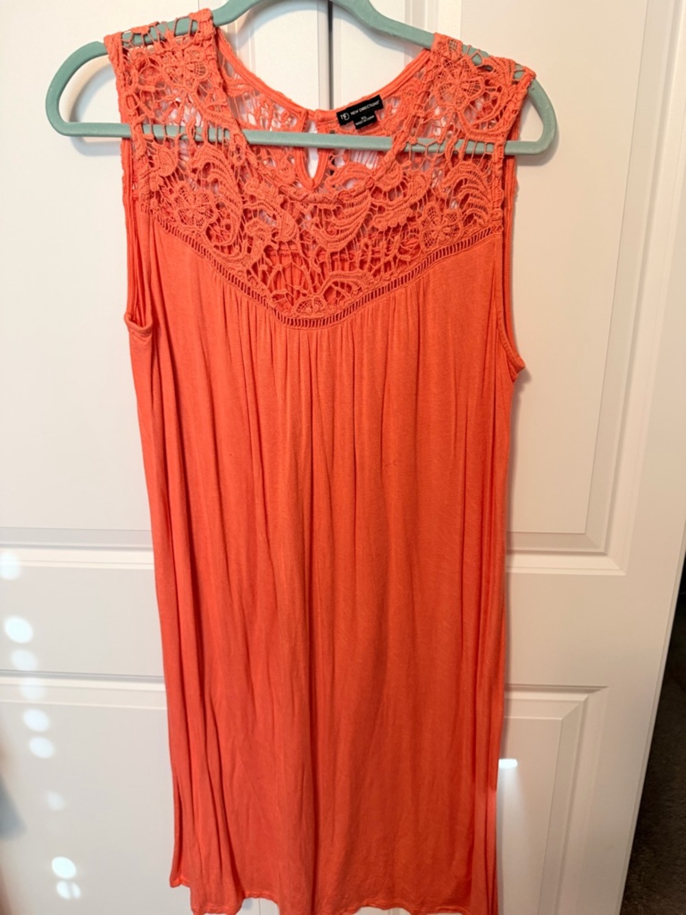 New Directions Coral Lace Yoke Sleeveless Top